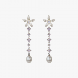 Pendientes Novia Jazmín Estelar cascada de Perla
