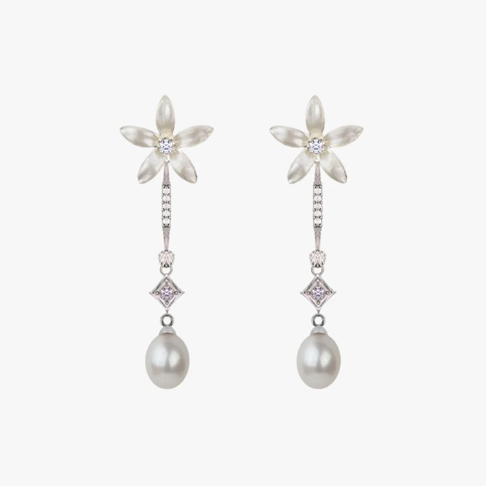 Pendientes Novia Perlas y Jazmines