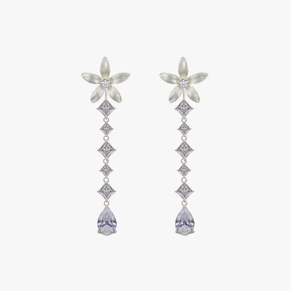 Pendientes Novia Jazmín Estelar Lágrima Cascada