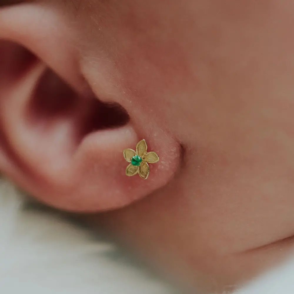 Pendientes Bebé Primera Puesta Baby Jazmines Emerald