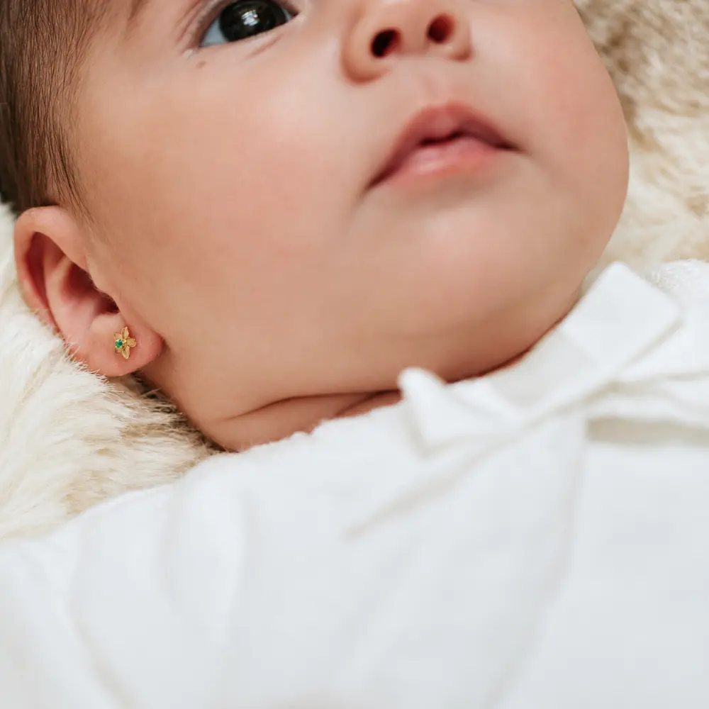 Pendientes Bebé Primera Puesta Baby Jazmines Emerald