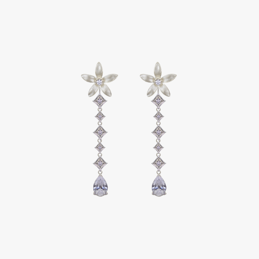 Pendientes Novia Jazmín Estelar Lágrima Cascada