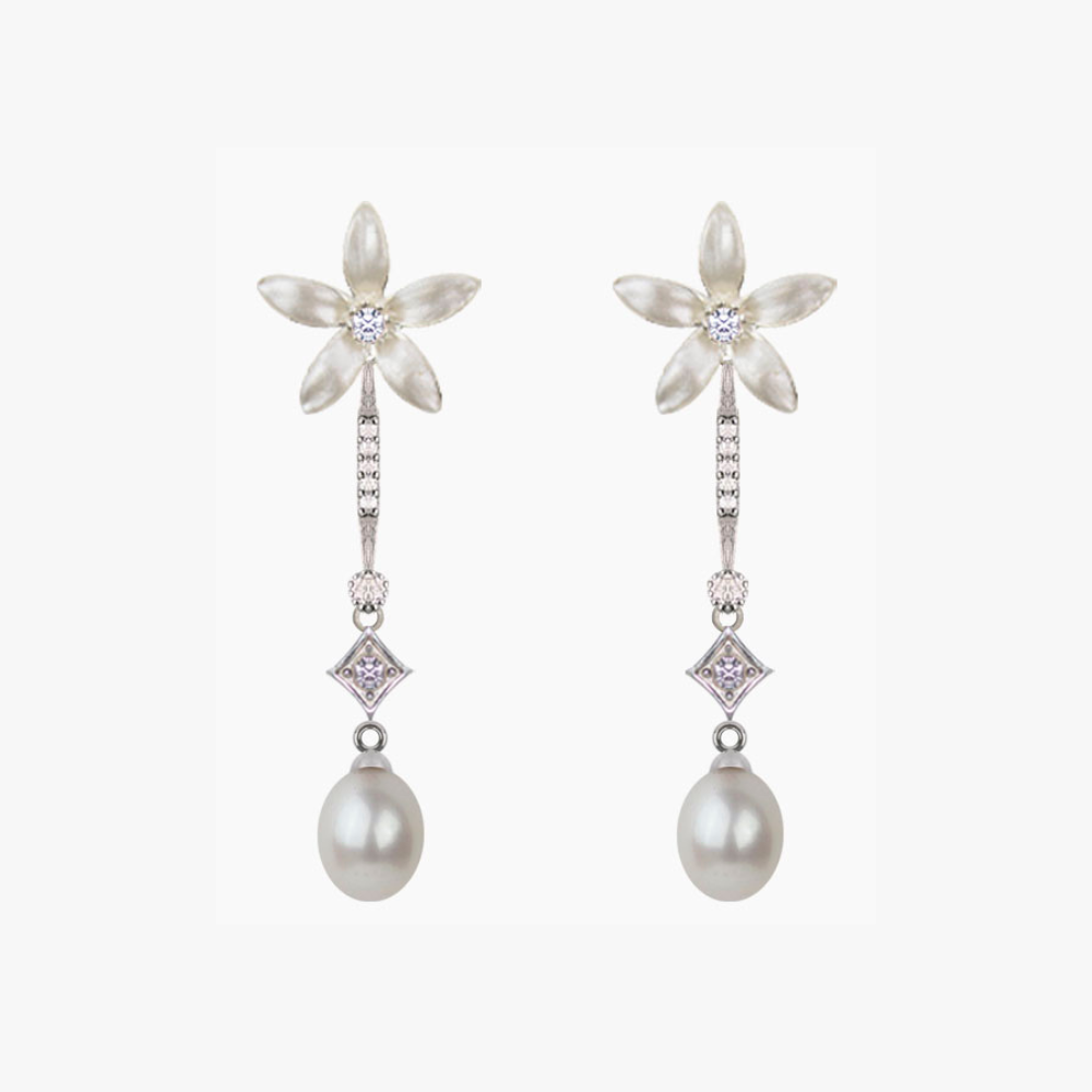 Pendientes Novia Perlas y Jazmines