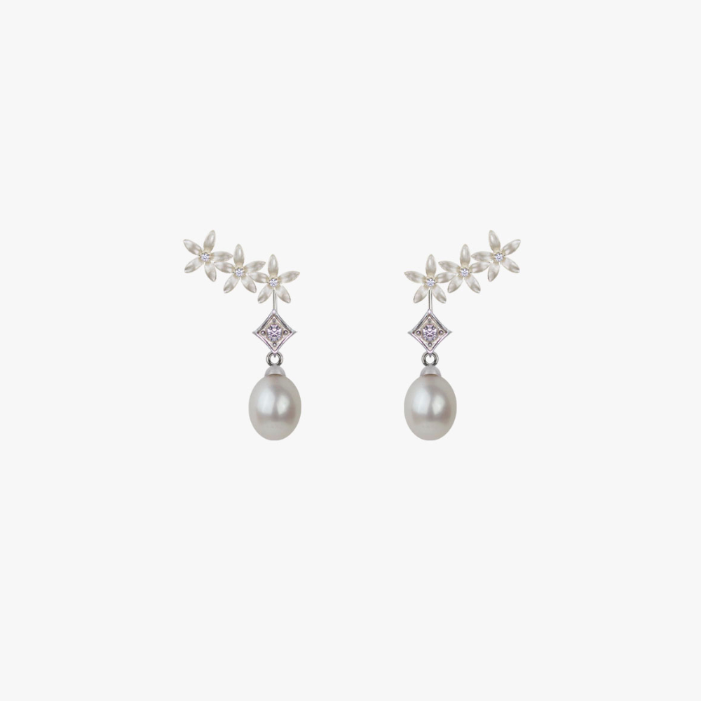 Pendientes Novia Jazmín Trepador Perla