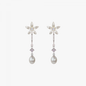 Pendientes Novia Perla colgante de Jazmín