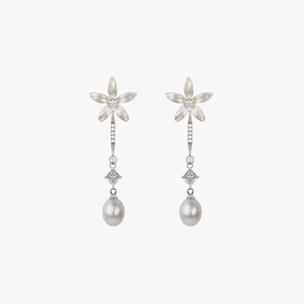Pendientes Novia Perla colgante de Jazmín