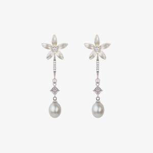 Pendientes Novia Perla colgante de Jazmín