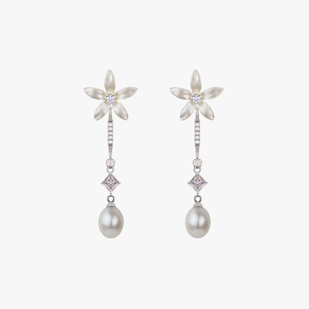 Pendientes Novia Perla colgante de Jazmín