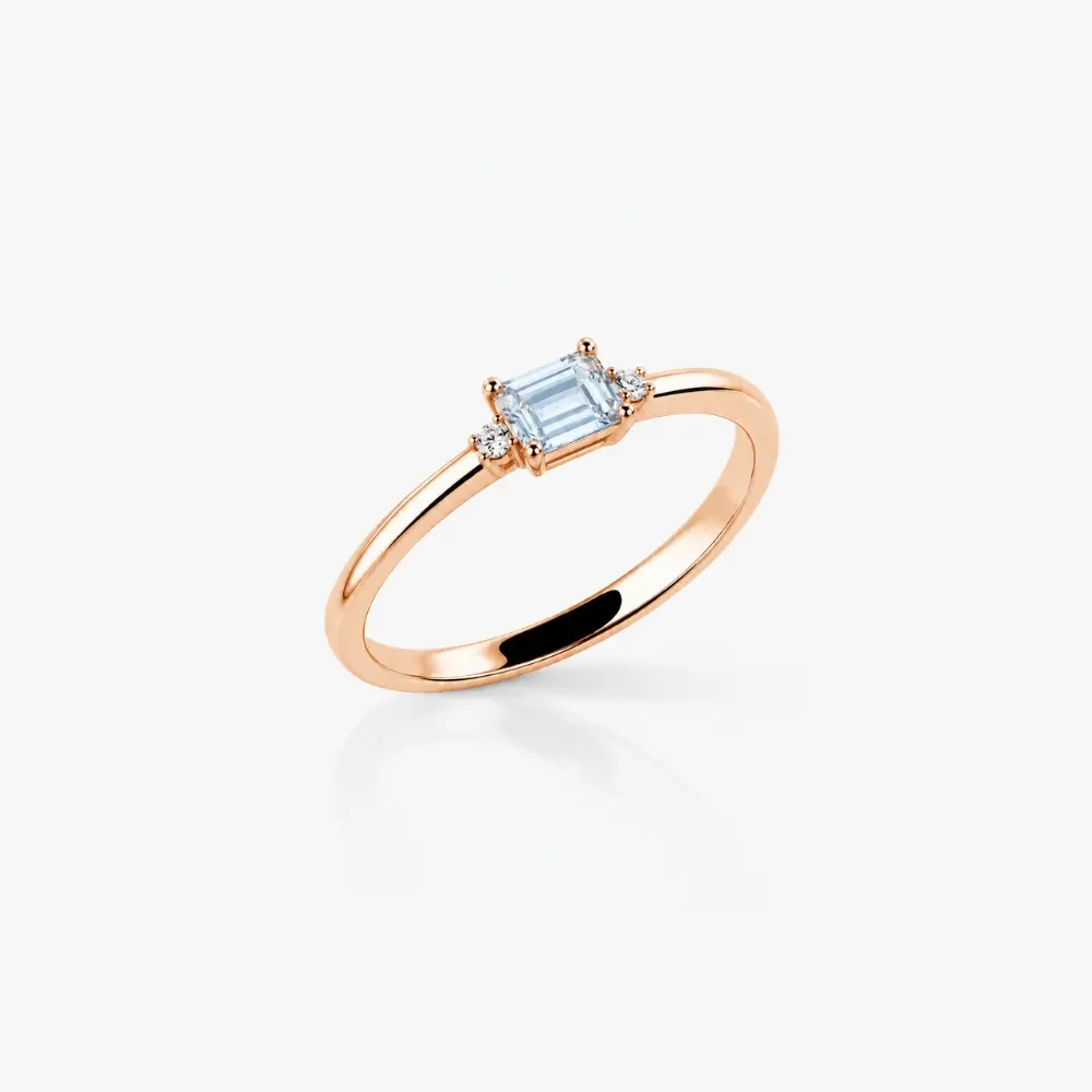 Anillo de Compromiso Oro y Aguamarina
