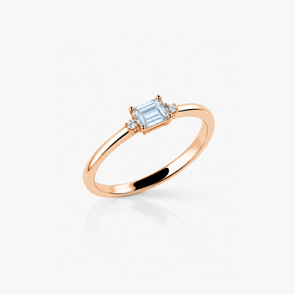 Anillo de Compromiso Oro y Aguamarina