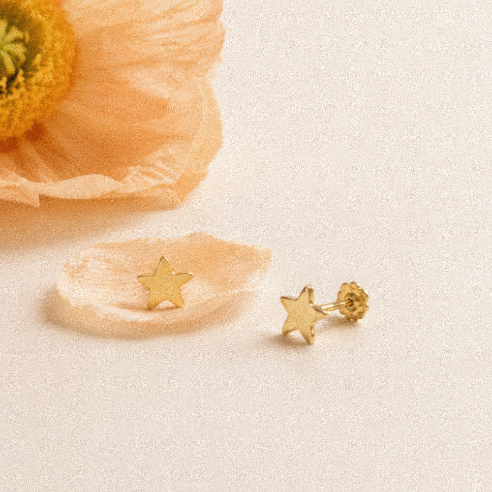 Pendientes Bebé Primera Puesta Estrella Oro 18Kt