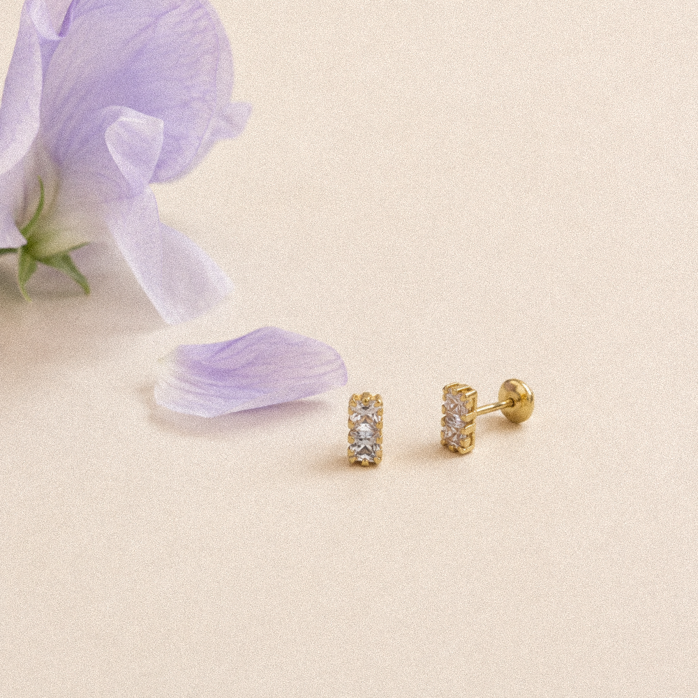 Pendientes Bebé Primera Puesta Circonitas Oro 18Kt