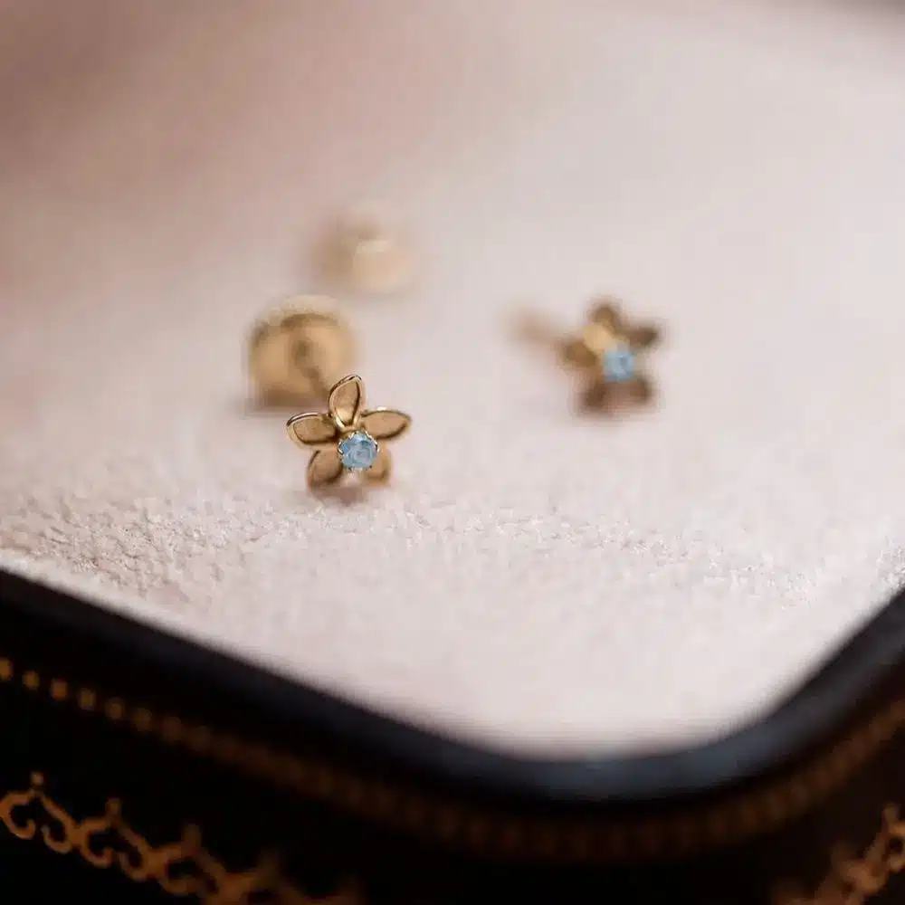 Pendientes Bebé Primera Puesta Baby Jazmines Aguamarina