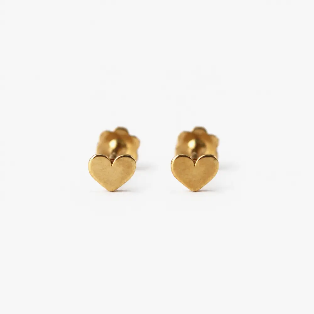 Pendientes Bebé Primera Puesta Corazón Oro 18Kt