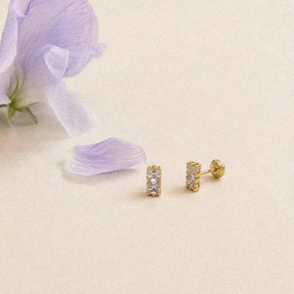 Pendientes Bebé Primera Puesta Circonitas Oro 18Kt