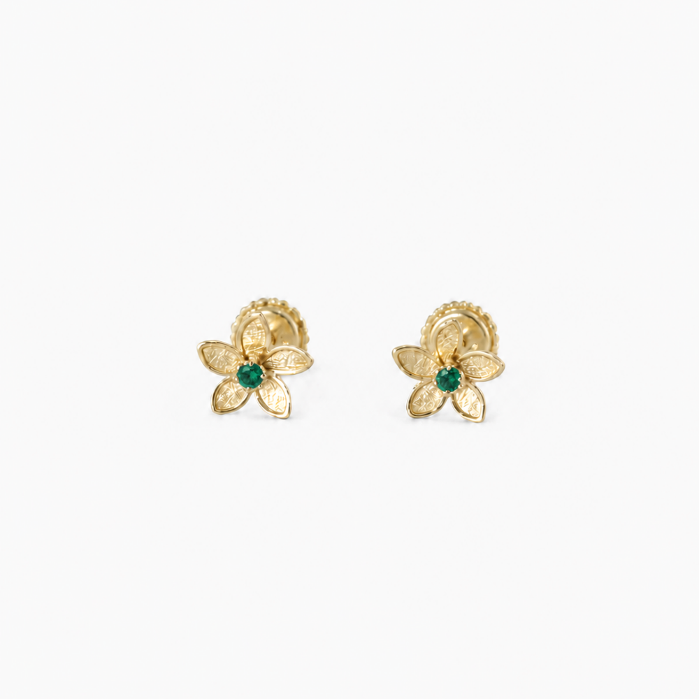 Baby Emerald 18K Gold Baby Earrings