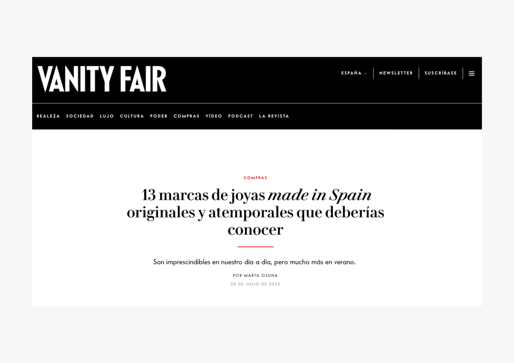 Petrïta en Vanity Fair – joyería española Made in Spain