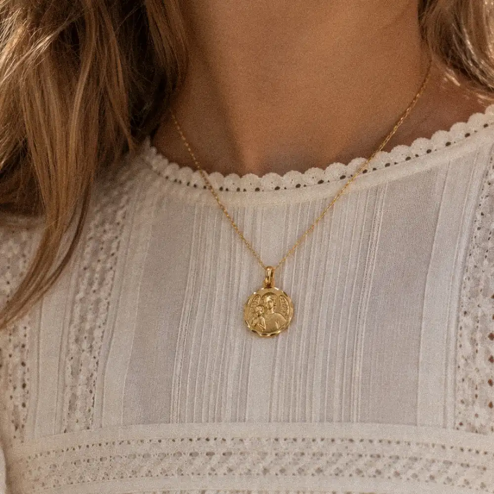 medalla bebé oro 18kt